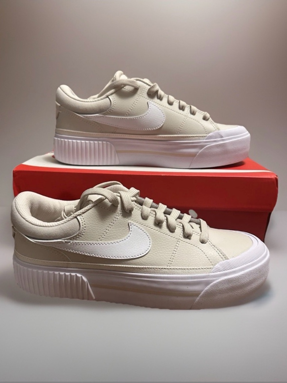 🆕 Nike Court Legacy Lift Women’s Size 8.5 Lt Orewood Brown/White NEW IN BOX